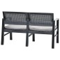 vidaXL Banco jardín 2 plazas y cojines plástico gris antracita 120 cm vidaXL Banco jardín 2 plazas y cojines plástico gris antracita 120 cm