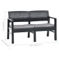 vidaXL Banco jardín 2 plazas y cojines plástico gris antracita 120 cm vidaXL Banco jardín 2 plazas y cojines plástico gris antracita 120 cm