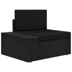vidaXL Sofá seccional esquina reposabrazos derecho ratán PE negro