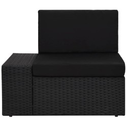 vidaXL Sofá seccional esquina reposabrazos derecho ratán PE negro