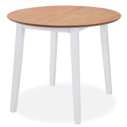 vidaXL Juego de comedor de MDF y madera de caucho 3 piezas blanco