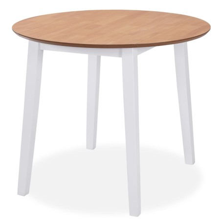 vidaXL Juego de comedor de MDF y madera de caucho 3 piezas blanco