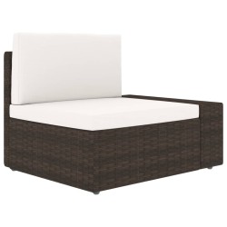 vidaXL Sofá seccional esquina reposabrazos izq. ratán sintético marrón