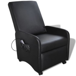 vidaXL Sillón de masaje de cuero sintético negro