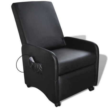 vidaXL Sillón de masaje de cuero sintético negro