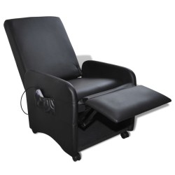 vidaXL Sillón de masaje de cuero sintético negro