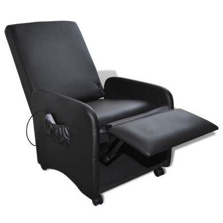 vidaXL Sillón de masaje de cuero sintético negro