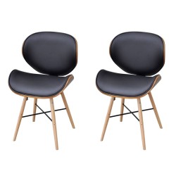 vidaXL Sillas de comedor 2 uds cuero sintético y madera curvada