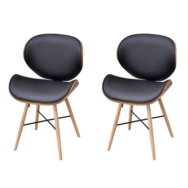 vidaXL Sillas de comedor 2 uds cuero sintético y madera curvada vidaXL Sillas de comedor 2 uds cuero sintético y madera curvada