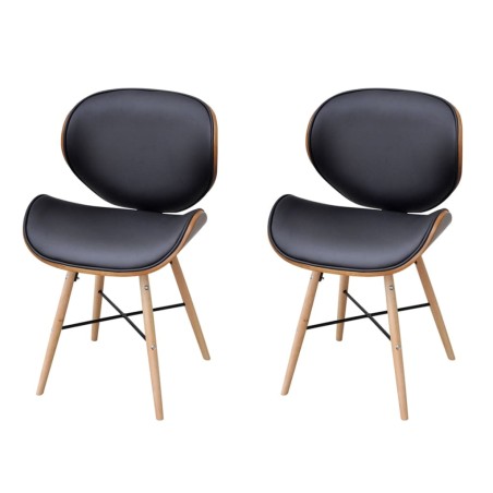vidaXL Sillas de comedor 2 uds cuero sintético y madera curvada