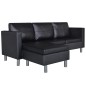 vidaXL Sofá modular de 3 plazas de cuero artificial negro vidaXL Sofá modular de 3 plazas de cuero artificial negro