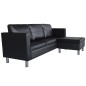 vidaXL Sofá modular de 3 plazas de cuero artificial negro vidaXL Sofá modular de 3 plazas de cuero artificial negro
