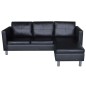 vidaXL Sofá modular de 3 plazas de cuero artificial negro vidaXL Sofá modular de 3 plazas de cuero artificial negro