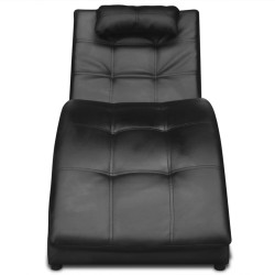 vidaXL Diván con almohada de cuero sintético negro