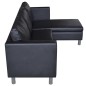 vidaXL Sofá modular de 3 plazas de cuero artificial negro vidaXL Sofá modular de 3 plazas de cuero artificial negro