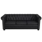 vidaXL Sofá Chesterfield de 3 plazas cuero sintético negro vidaXL Sofá Chesterfield de 3 plazas cuero sintético negro