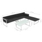 vidaXL Set de muebles de jardín 4 piezas y cojines aluminio negro vidaXL Set de muebles de jardín 4 piezas y cojines aluminio negro