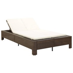 vidaXL Tumbona para 2 personas con cojín ratán sintético marrón