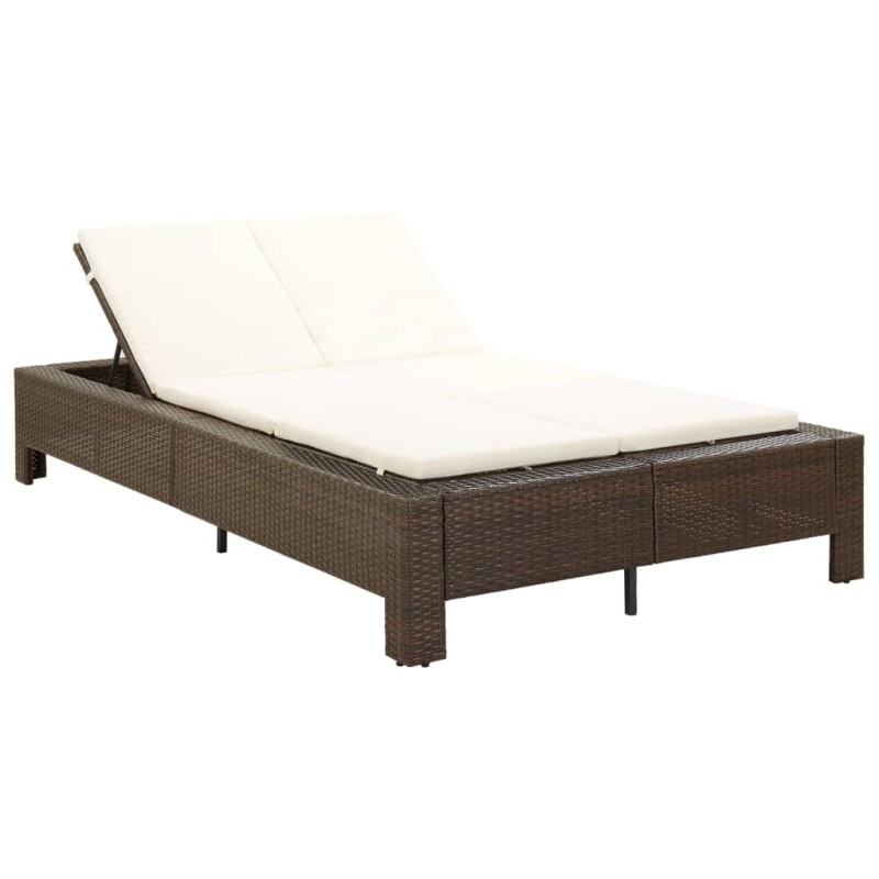 vidaXL Tumbona para 2 personas con cojín ratán sintético marrón vidaXL Tumbona para 2 personas con cojín ratán sintético marrón