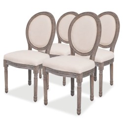 vidaXL Sillas de comedor 4 unidades tela color crema