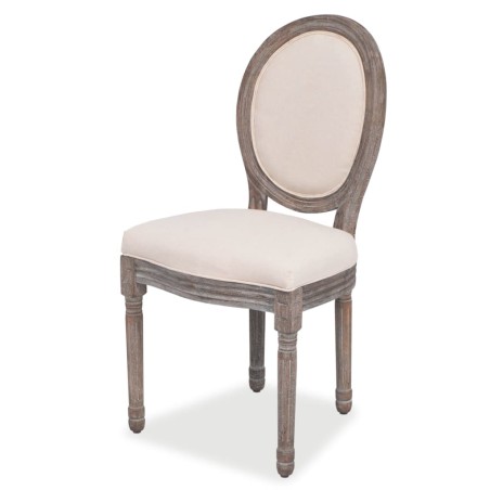 vidaXL Sillas de comedor 4 unidades tela color crema