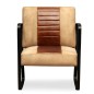 vidaXL Sillón de cuero auténtico y lona marrón vidaXL Sillón de cuero auténtico y lona marrón