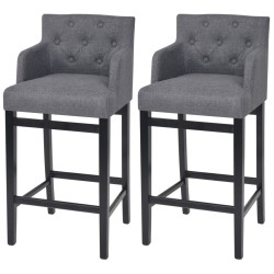 vidaXL Taburetes de cocina 2 unidades tela gris oscuro