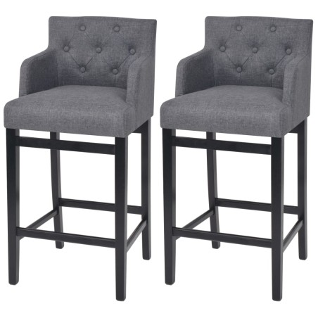 vidaXL Taburetes de cocina 2 unidades tela gris oscuro