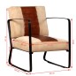 vidaXL Sillón de cuero auténtico y lona marrón vidaXL Sillón de cuero auténtico y lona marrón