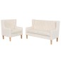 vidaXL Conjunto de sofás 2 piezas tela blanco crema vidaXL Conjunto de sofás 2 piezas tela blanco crema