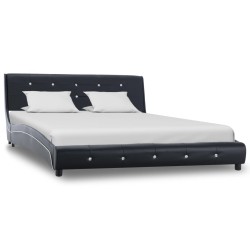 vidaXL Estructura de cama de cuero sintético negro 140x200 cm