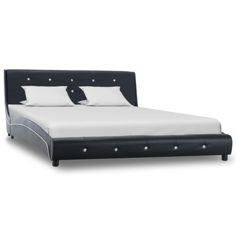 vidaXL Estructura de cama de cuero sintético negro 140x200 cm