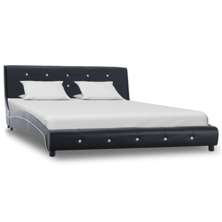vidaXL Estructura de cama de cuero sintético negro 140x200 cm