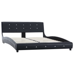 vidaXL Estructura de cama de cuero sintético negro 140x200 cm