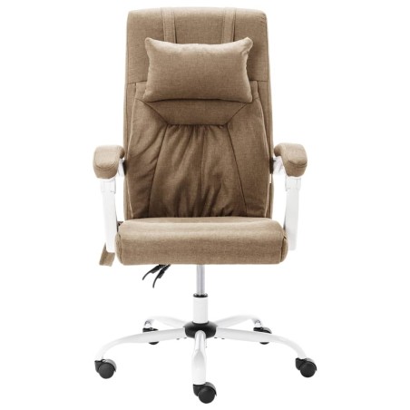 vidaXL Silla de oficina de masaje de tela gris taupe