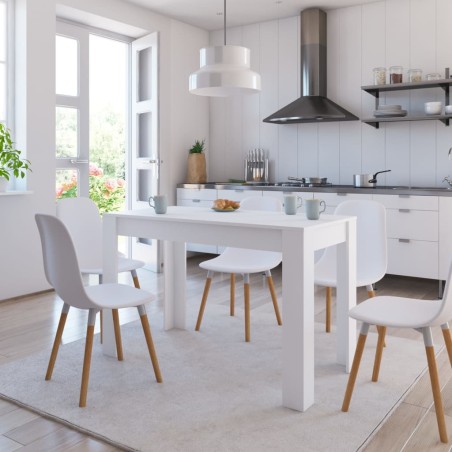 vidaXL Mesa de comedor de madera de ingeniería blanco 120x60x76 cm