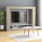 vidaXL Mueble de TV madera contrachapada blanco y roble 152x22x113cm vidaXL Mueble de TV madera contrachapada blanco y roble 152x22x113cm