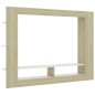 vidaXL Mueble de TV madera contrachapada blanco y roble 152x22x113cm vidaXL Mueble de TV madera contrachapada blanco y roble 152x22x113cm