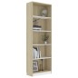 vidaXL Estantería 5 niveles contrachapada blanca y roble 60x24x175 cm vidaXL Estantería 5 niveles contrachapada blanca y roble 60x24x175 cm