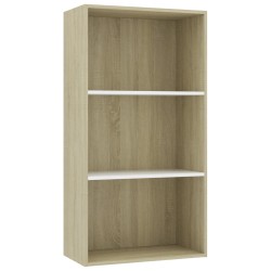 vidaXL Estantería de3 niveles contrachapada blanca roble 60x30x114cm