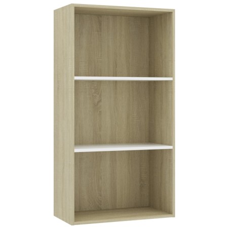 vidaXL Estantería de3 niveles contrachapada blanca roble 60x30x114cm
