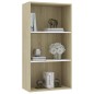 vidaXL Estantería de3 niveles contrachapada blanca roble 60x30x114cm vidaXL Estantería de3 niveles contrachapada blanca roble 60x30x114cm