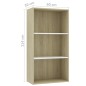 vidaXL Estantería de3 niveles contrachapada blanca roble 60x30x114cm vidaXL Estantería de3 niveles contrachapada blanca roble 60x30x114cm