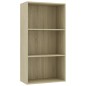vidaXL Estantería de 3 niveles madera contrachapada roble 60x30x114cm vidaXL Estantería de 3 niveles madera contrachapada roble 60x30x114cm