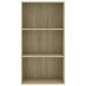 vidaXL Estantería de 3 niveles madera contrachapada roble 60x30x114cm vidaXL Estantería de 3 niveles madera contrachapada roble 60x30x114cm