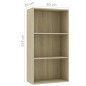 vidaXL Estantería de 3 niveles madera contrachapada roble 60x30x114cm vidaXL Estantería de 3 niveles madera contrachapada roble 60x30x114cm