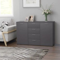 vidaXL Aparador de madera contrachapada gris 120x35,5x75 cm