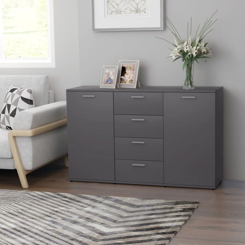 vidaXL Aparador de madera contrachapada gris 120x35,5x75 cm