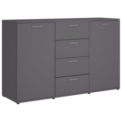 vidaXL Aparador de madera contrachapada gris 120x35,5x75 cm