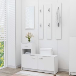 vidaXL Mueble de entrada madera contrachapada blanco 100x25x76,5 cm